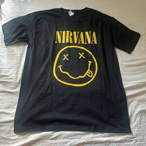Nirvana Men's Shirt Smiley Face Band T-shirt Size L